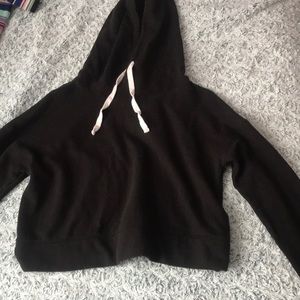 Black crop top hoodie